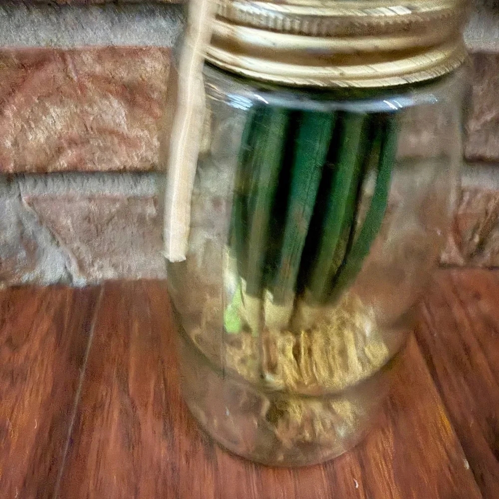 Faux Red Gerbera Daisy Floral Arrangement Vtg Glass Mason Jar Rustic Decor READ